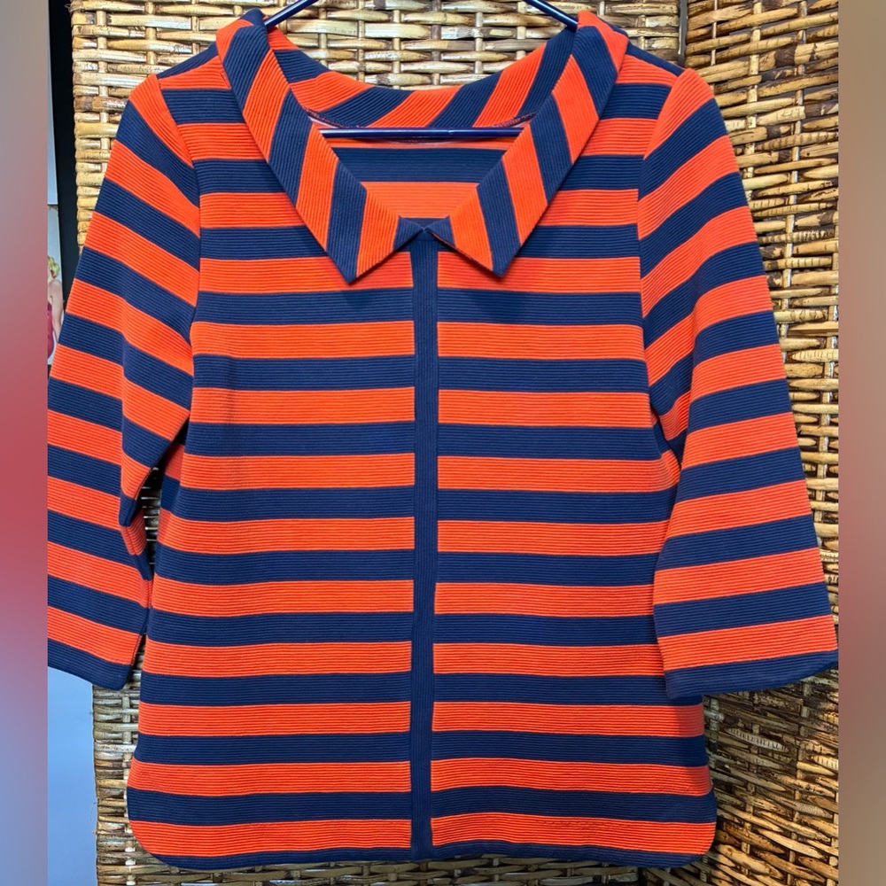 Boden- Bold Striped Top with Unique Collar